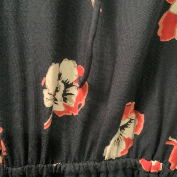 Abercrombie and Fitch Women's Small Navy Floral Lace Up Long Sleeve   Romper - Picture 6 of 8